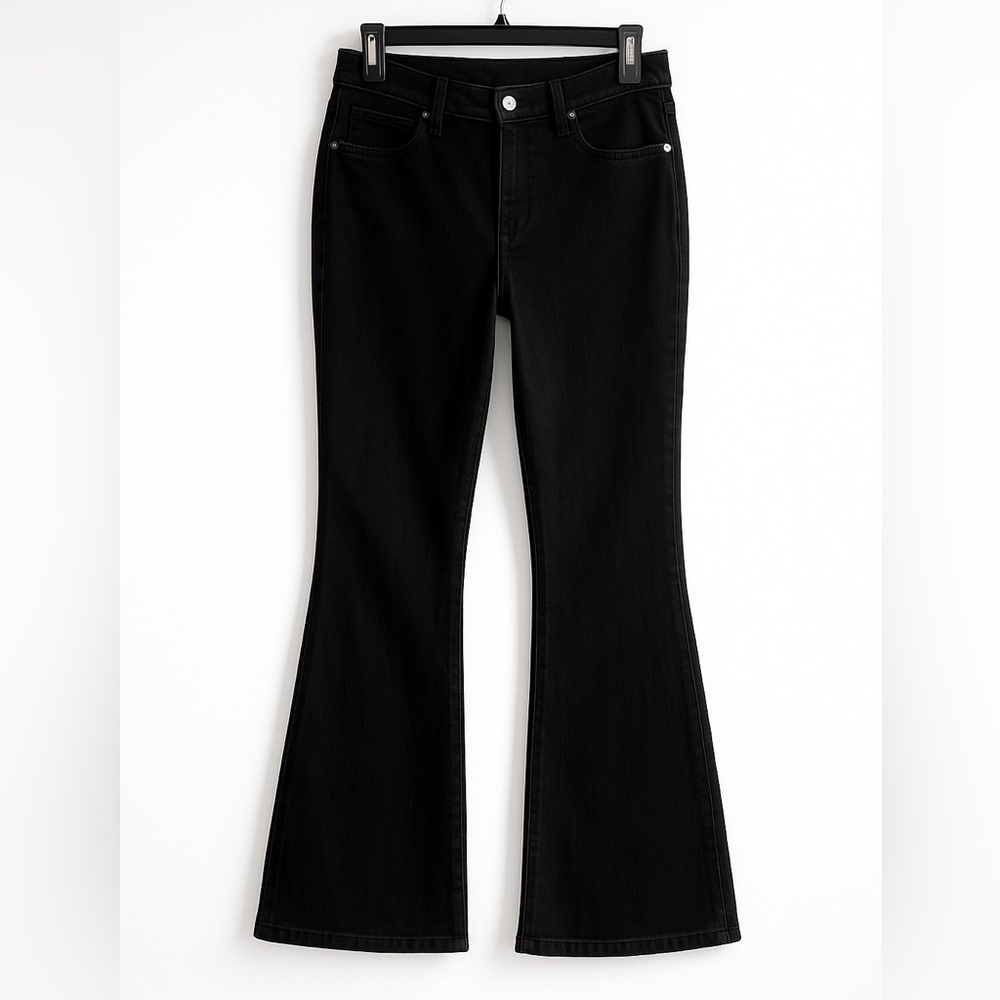 GAP High Rise Black Flare Jeans Size 10 Short Stretch Denim